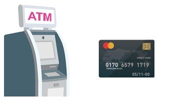 銀行ATM、クレジットカード使用可能です。